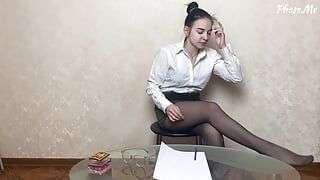 Amber Strips Out of Her Outfit After Long Day at Work