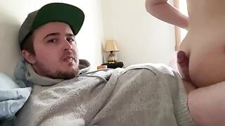 Assjob makes him cum in his own mouth! Premature accident fail lol