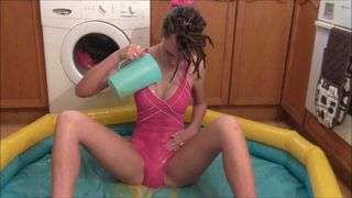 Eggs in her swimsuit, strange but hot!