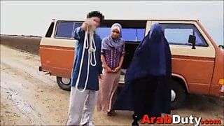 Hot fucking session with sexy arab refugee hijab 2020