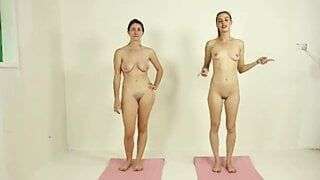 Naked yoga instructor