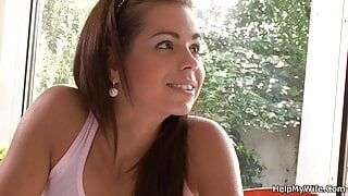 Old husband watching stranger pleasing his wife