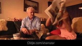 Oldman fucks sexy young babe deep anal