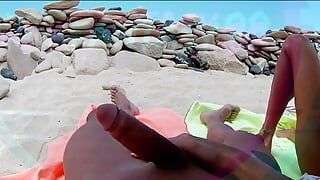 POV wife masturbation in the beach
