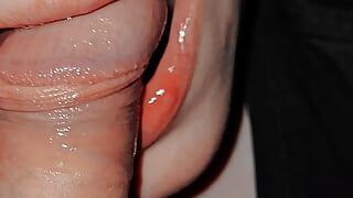 pulsating the penis and injecting sperm into her mouth.  slow blowjob