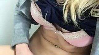 She announces she’s cumming while in the bathroom at work