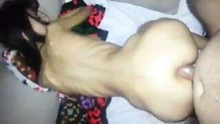 Skinny girl fucked in the ass by a long dick