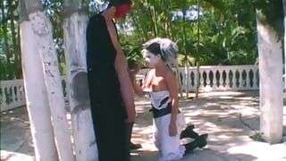 Slut in heavy make up gets hard schlong in her tight pink cunt