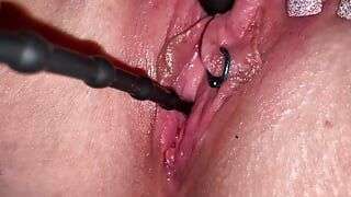 Vivid orgasm from stimulation of my urethra, pussy throbbing close-up