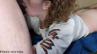 Casual piss and cum in mouth – he didn’t feel like getting off the couch to pee