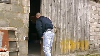 Curvy French babe with dark hair and three cocks in action