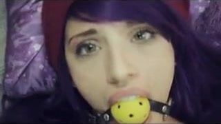 Gagged Emo with blue hair gets fucked in her ass