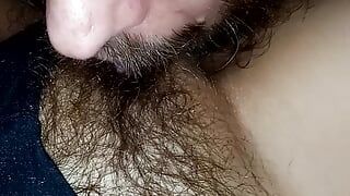 Licking bushy pussy + fragrant panties