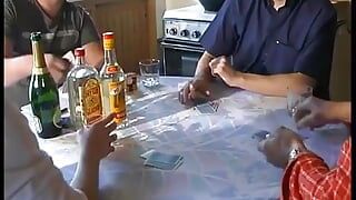 Redhead slut in stockings analized in a gangbang