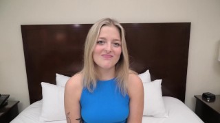 This 19 yr old is 5’2 and 95lbs starring in her first POV video