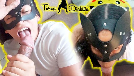 The Pikachu Fan Girl Devours His Cock to Receive His Cum on Her Face