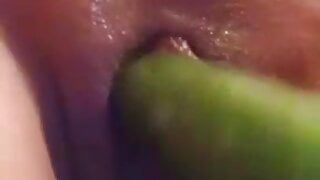 Cucumber inside pussy