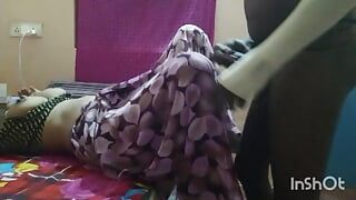 Fucked the Bhabhi with big boobs while lying on the bed