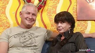 German Husband swap his mature wife with Stranger for her first MMF 3Some