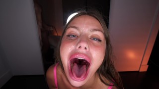 HE DELETED MY THROAT! extreme sloppy deepthroat, fuck with cum on face