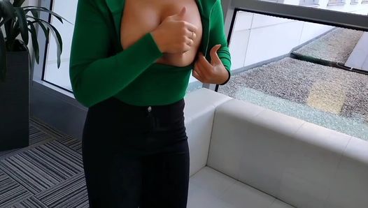 I flash my tits in public in a hotel, in a park and in a car