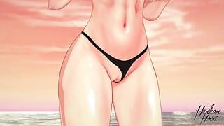 Juri Han beach masturbation – Big tits and love eggs – 3D Hentai
