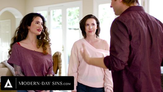 MODERN-DAY SINS – Massive Natural Tits Lesbian Arabelle Raphael Sneaks Out To Satisfy Cock Cravings!