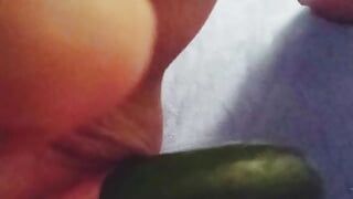Pussy getting fuck with cucumber 🥒