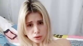 Tattooed blonde uses Dildo-vibrator to cum and moan with pleasure