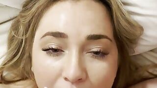 Hot BBW MILF sucks his cock until he cums on her face