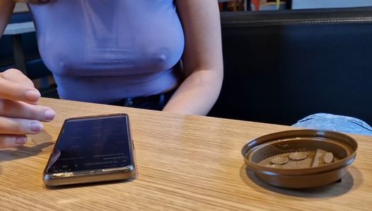 I flash my natural breasts in public at a McDonald’s restaurant