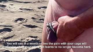 My husband lost his cock on the beach