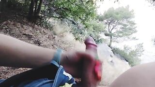 Very risky fucking in the forest with cute sea views 4K
