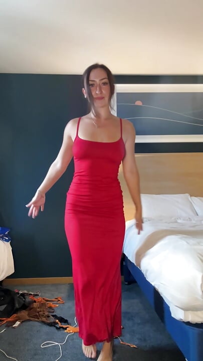 British college girl stripteases in dress