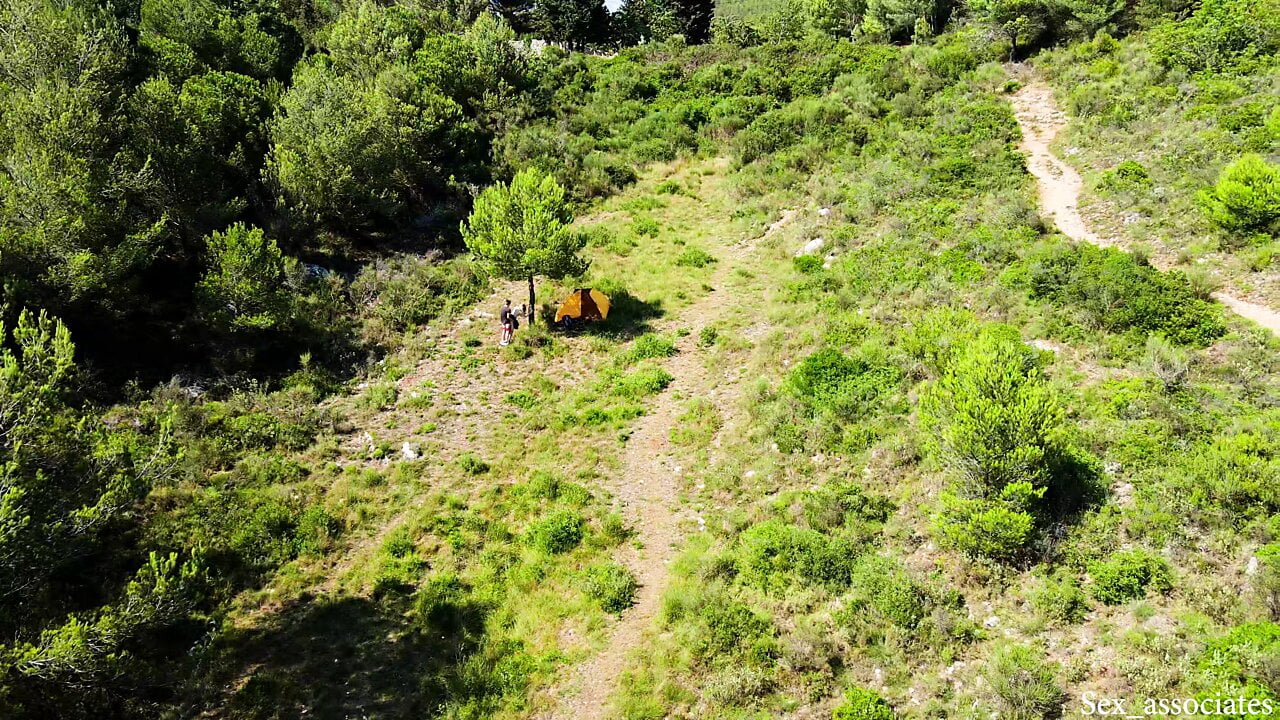 Drone accidentally catches a young couple fucking outdoors