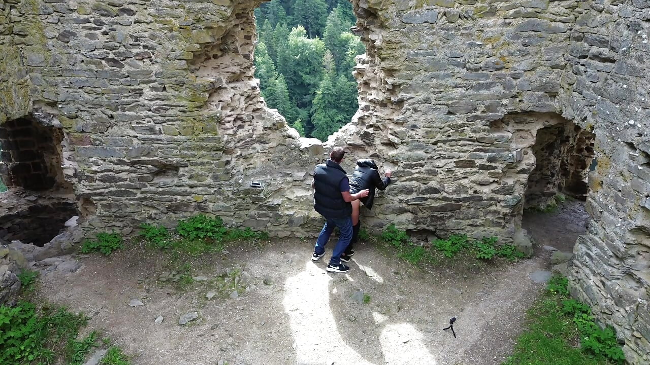 DRONE PORN This slut fucks a stranger outside and a drone surprises them