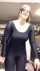 Girl Wearing Her New Catsuit