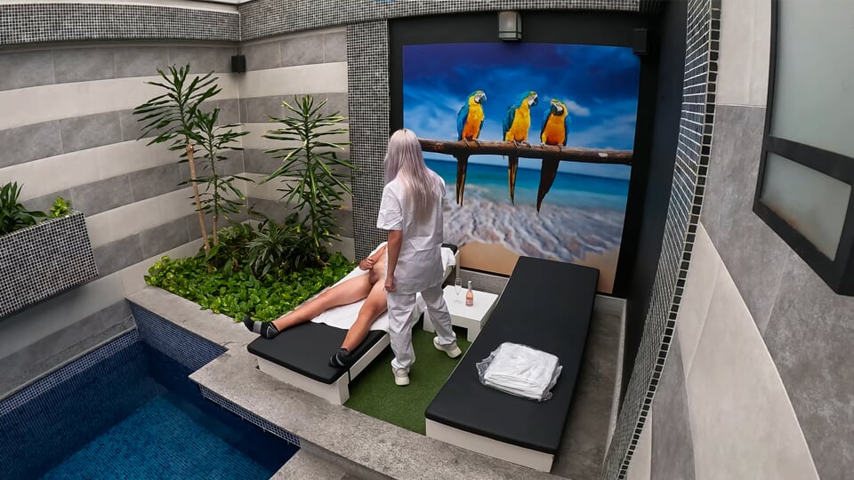 I call the room service girl from the private suite and she gives me a blowjob until I finish in her mouth