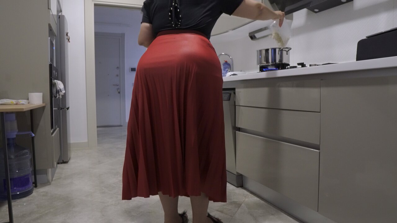 my stepmother’s red skirt hardened my dick.