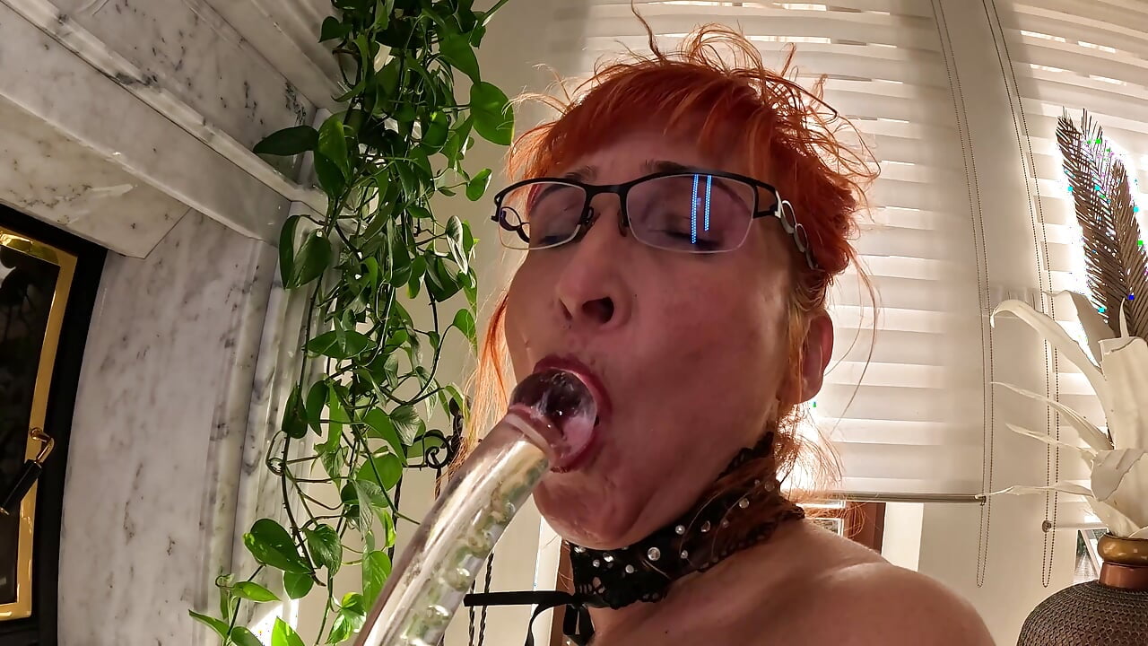 Oiled in Sexy Nylon with My Glass Dildo