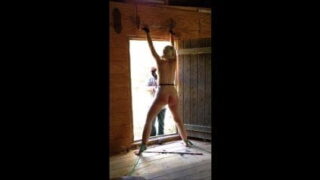 Pussy spanking at the cabin