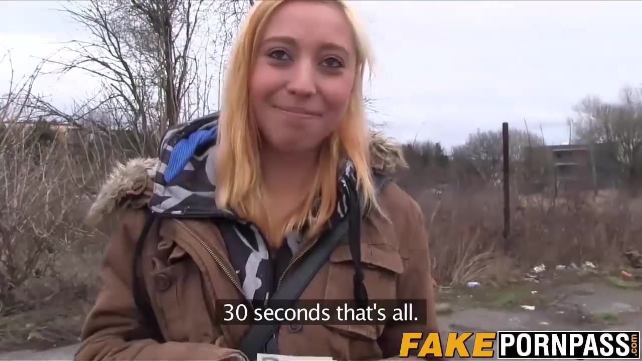 Amazing blonde Andrea gets fucked outdoor for loads of cash