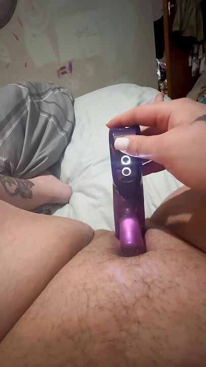 BBW Fucks Purple Dildo Until Cumming