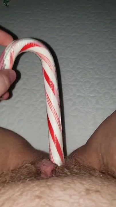 #CandyCaneChallenge masturbating with a candy cane