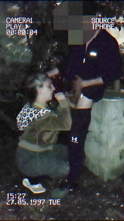 HOTWIFE sucks my cock in the street and the police catches us.