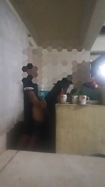 Maid fucked in the kitchen (almost discovered by my wife)