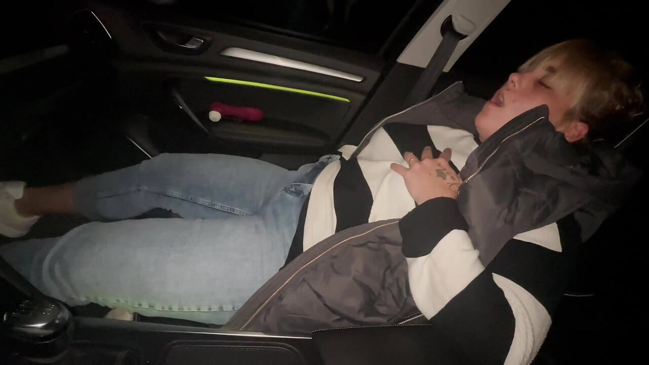 masturbation outdor in the car satisfyer clitoris spinning fingers moaning twitching trembling multiple orgasms