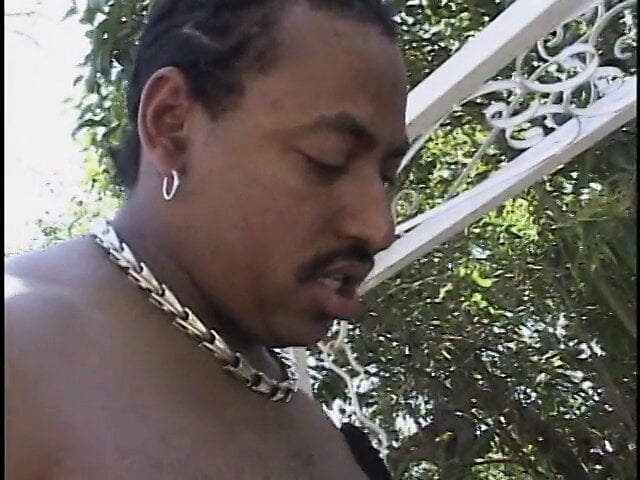 Nice vulgar ebony babe rides black dick on the bench in the park