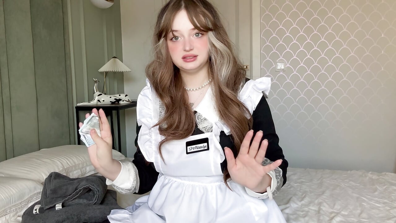 Teen part-time sexy Maid getting caught on web camera in hotel. Dripping wet pussy for extra tip