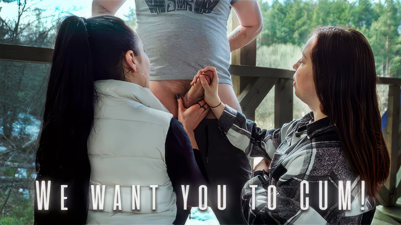 We Sucked Him Together on our Vacation – Public Threesome Blowjob